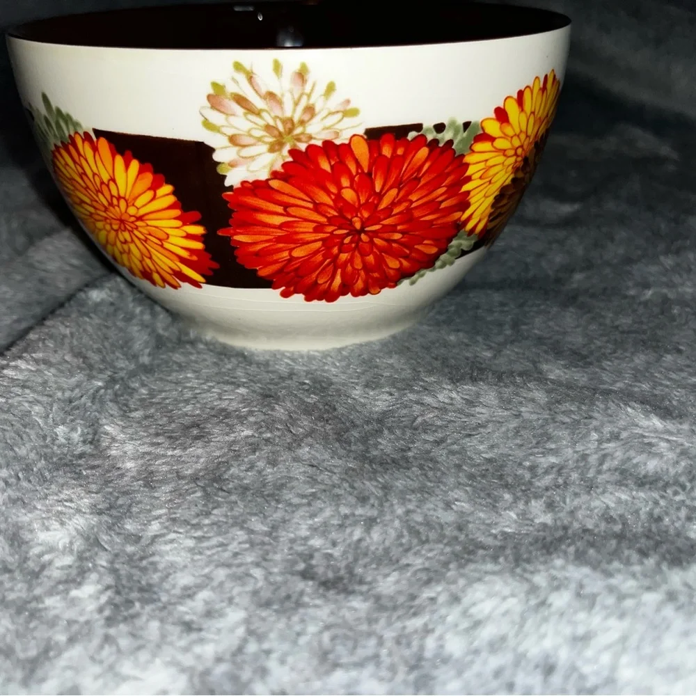 Hoot N Nanny Owl Bowl Canterbury Potteries Bird Flowers Brown Yellow